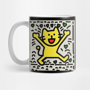 Funny Keith Haring, Happy Cat Mug